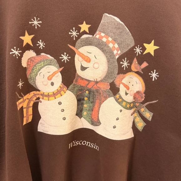 Brown Snowman Wisconsin Graphic Sweater - Picture 2 of 3